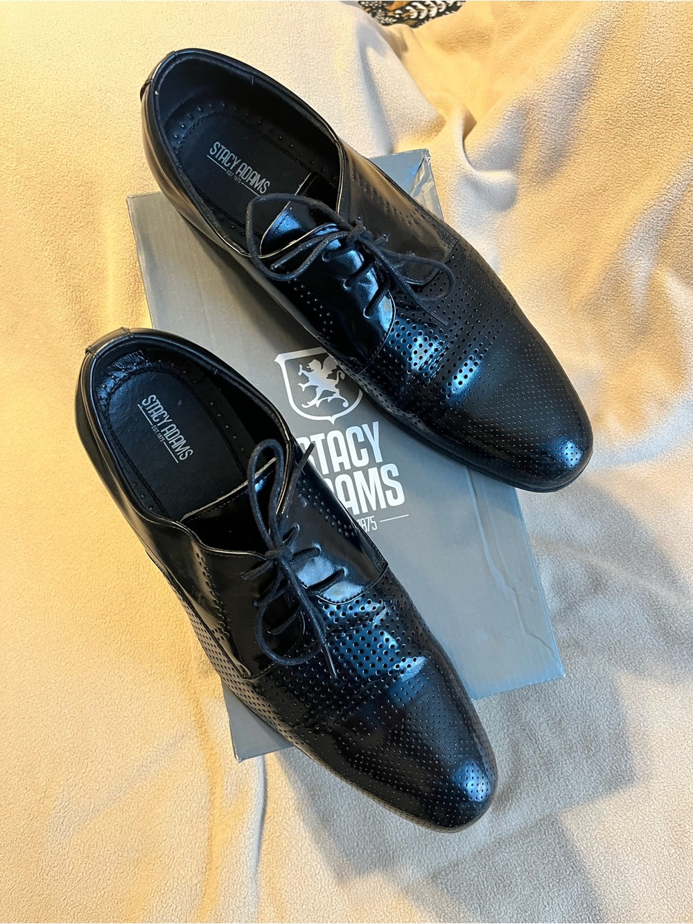 Stacy Adams Black Perforated Leather Oxfords WB Sz 12M